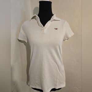 Hollister Women's White Polo Shirt Size M
